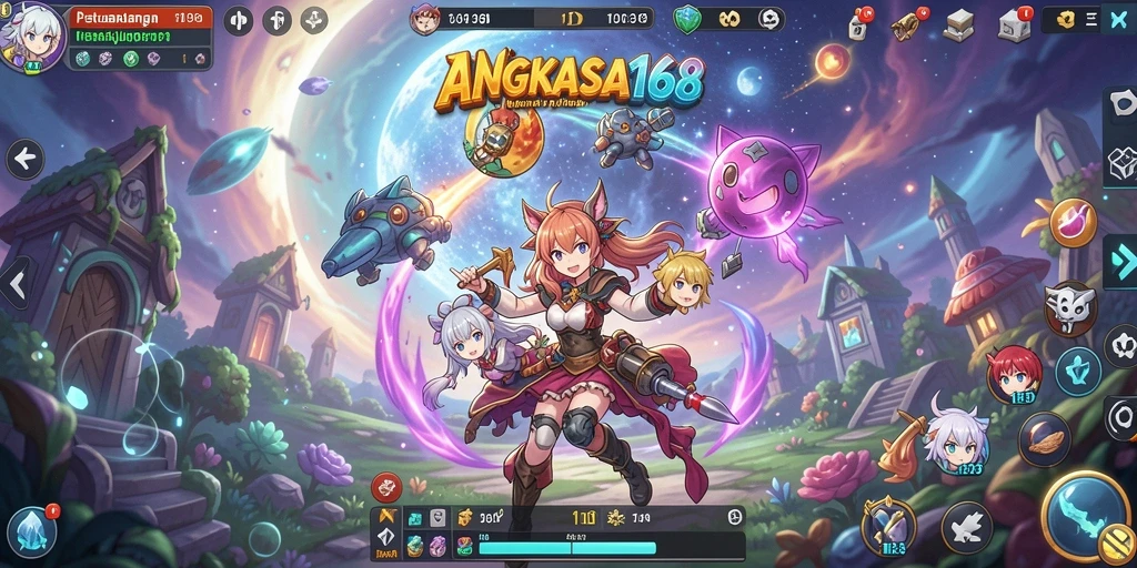 Tangkapan layar gameplay ANGKASA168 menampilkan karakter anime dalam aksi seru.