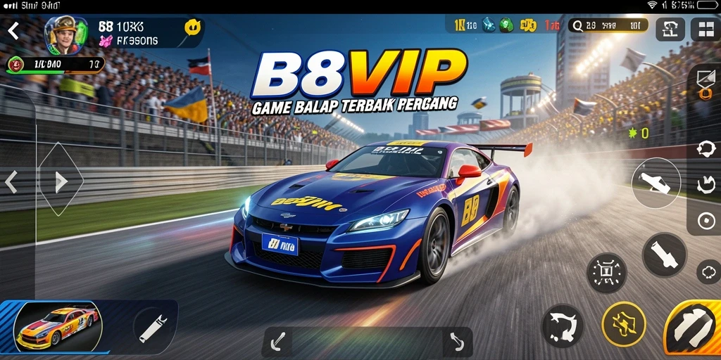 Tampilan gameplay B8VIP yang menegangkan dan berwarna-warni.