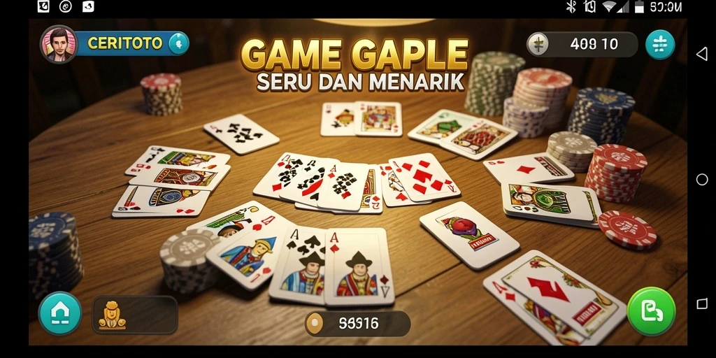 Screenshot utama CERITOTO menampilkan gameplay Gaple yang seru dan kompetitif.