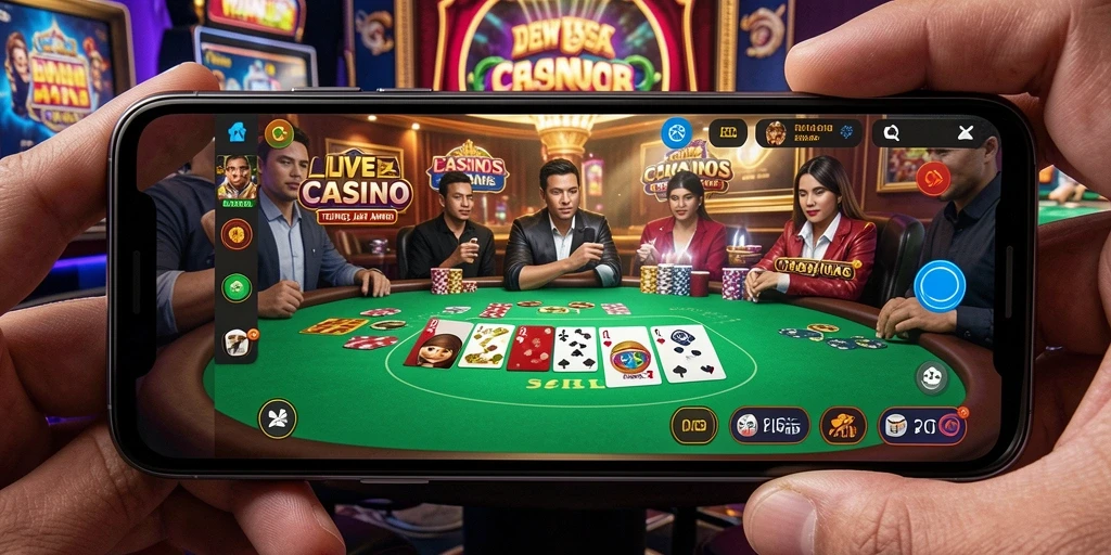 Gameplay mendebarkan di DEWANUSA dengan dealer langsung dan suasana kasino.