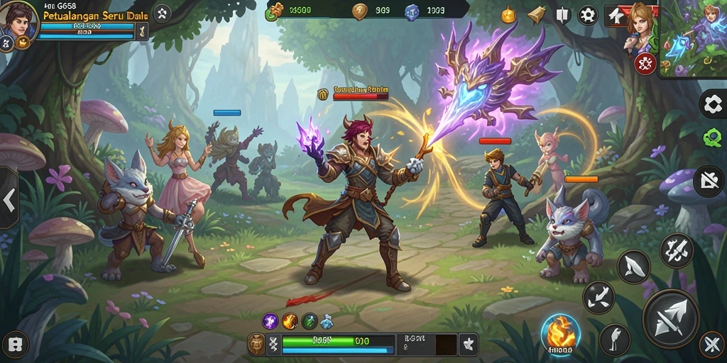 Screenshot G668 menampilkan karakter menjelajahi dunia fantasi.