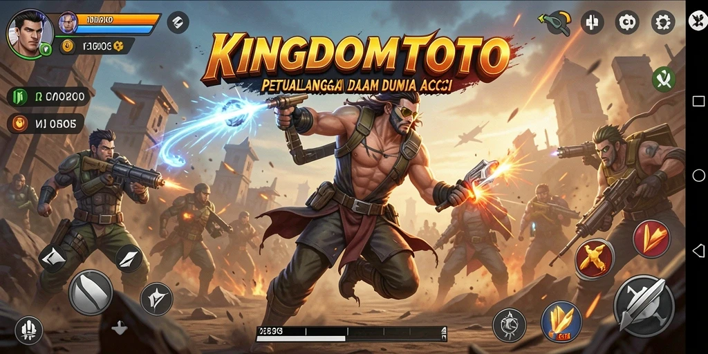 Screenshot KINGDOMTOTO menampilkan aksi pertempuran yang intens.