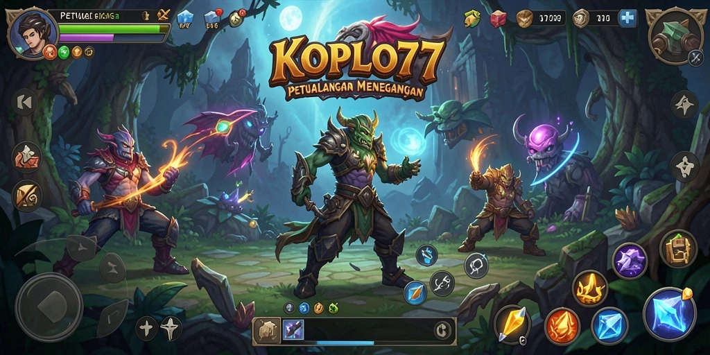 Screenshot gameplay KOPLO77 dengan aksi petualangan yang mendebarkan.