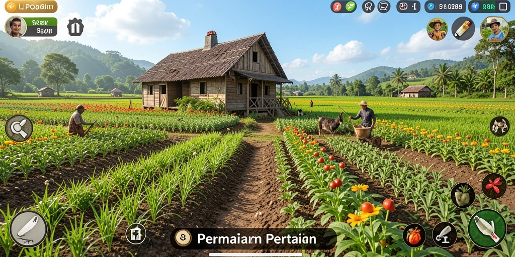 Tampilan gameplay LPO88 yang menunjukkan aktivitas pertanian seru.