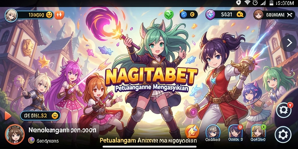 Tampilan gameplay NAGITABET dengan karakter-karakter anime yang menawan.