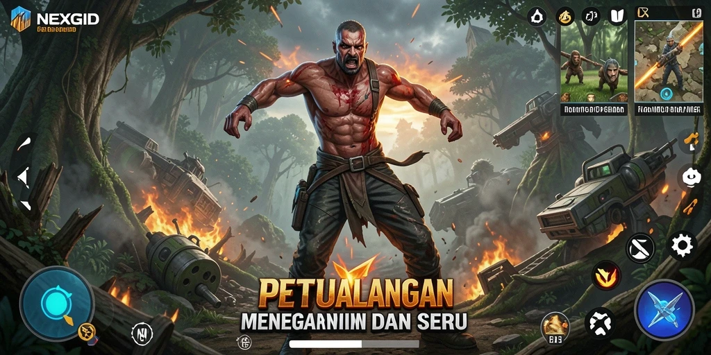 Screenshot utama NEXGID, menampilkan aksi petualangan yang mendebarkan.