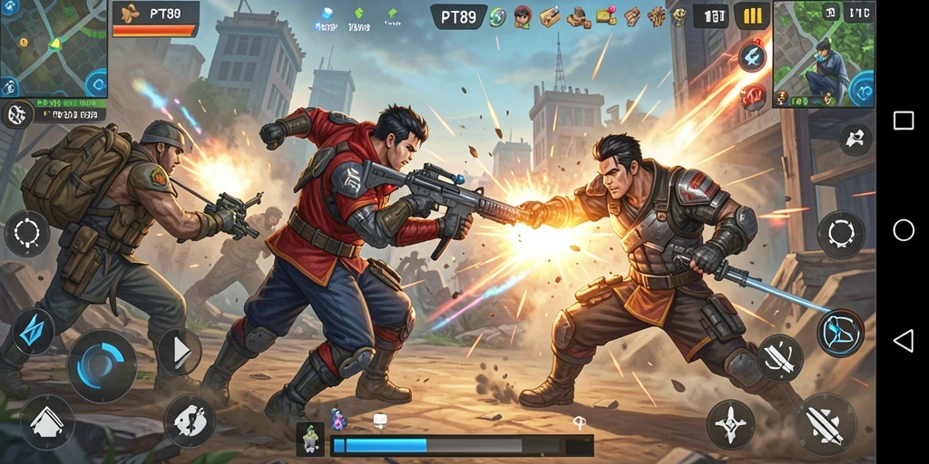 Screenshot gameplay PT89 menampilkan aksi bertempur yang intens dan grafis menawan.