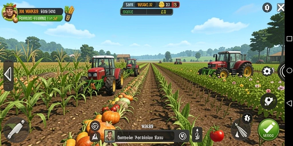 Tampilan menarik gameplay pertanian WAK89 dengan berbagai tanaman.