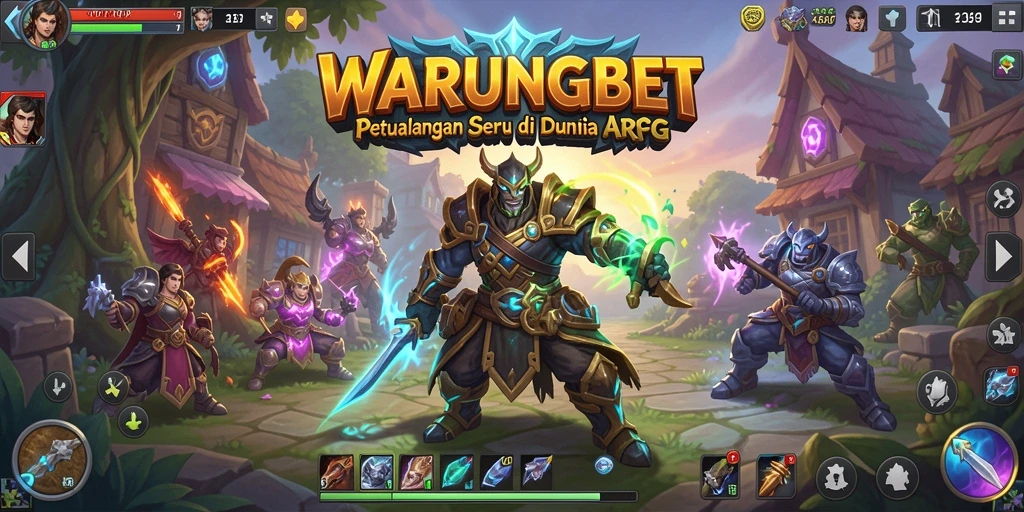 Tampilan gameplay seru dalam WARUNGBET, menampilkan aksi petualangan ARPG.
