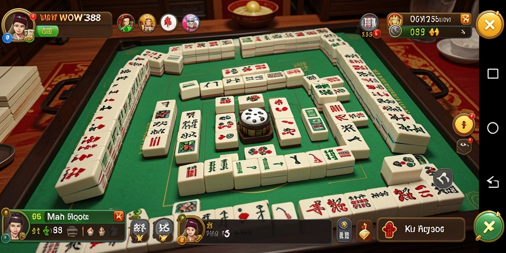 Screenshot gameplay WOW388 menampilkan suasana Mahjong yang mendebarkan.